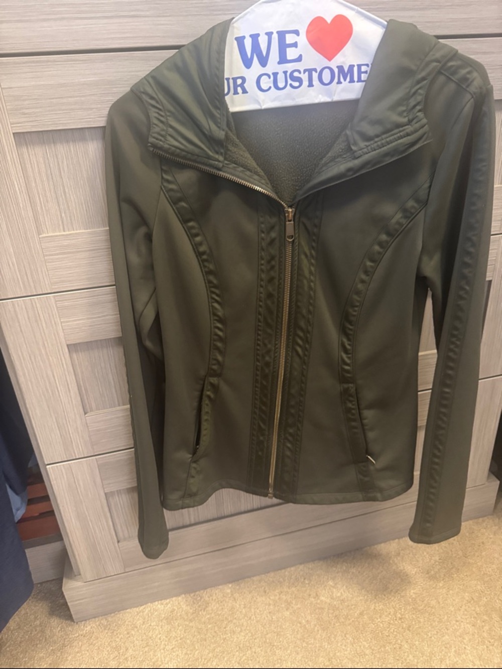 Athleta Olive Green Hooded Zip-Up Utility Jacket